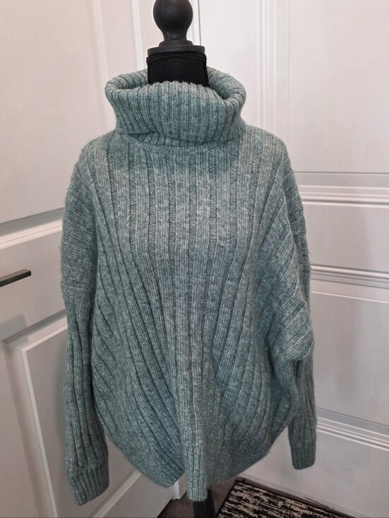 Falls Creek Sweaters - Falls Creek Ribbed Funnel Neck Sweater - Light Teal